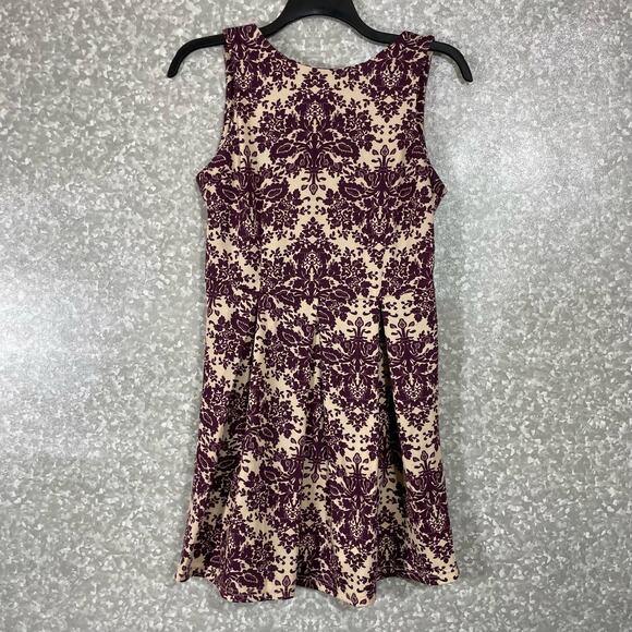 Charming Charlie Burgundy Tapestry Fit & Flare Dress - Size Medium - Sleeveless - Picture 1 of 7